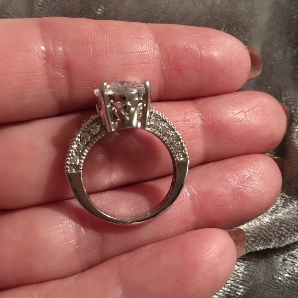 Sterling Silver Simulated Oval Solitaire Ring 6 - image 5